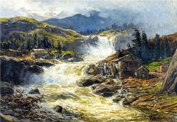 Mountain River Landscape by Karl Paul Themistocles von Eckenbrecher, 1919