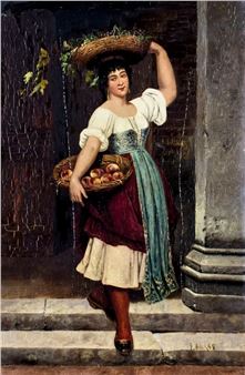 Woman with Baskets of Fruits - G. Blass