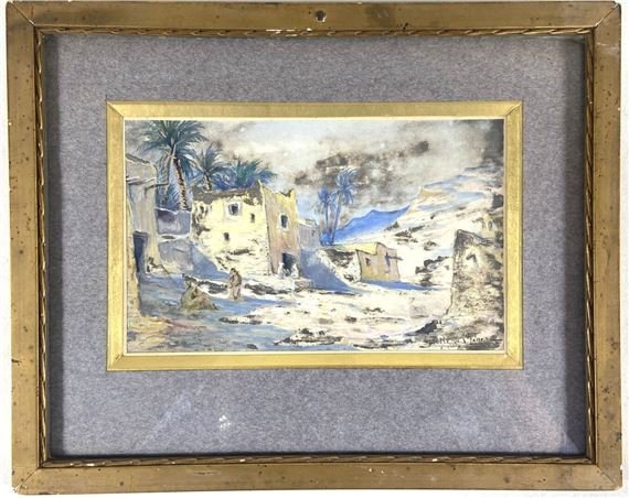 Tableau Orientaliste Algérie – Huile Sur Panneau, école Française 1901, Paysage De Plage à Bône