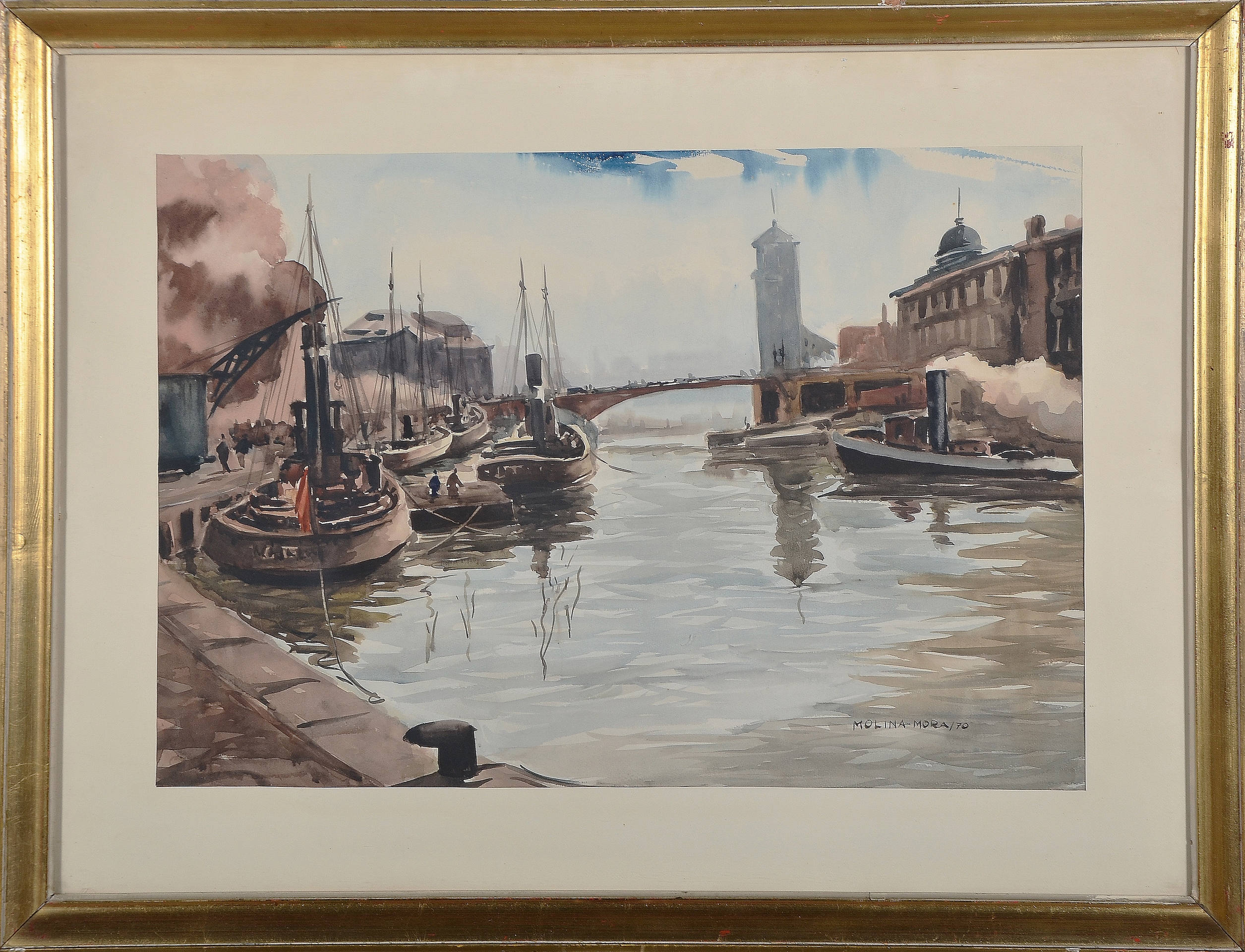 Artwork by José Luis Molina Mora, "Vista del puente del Arenal", Made of Watercolor on paper