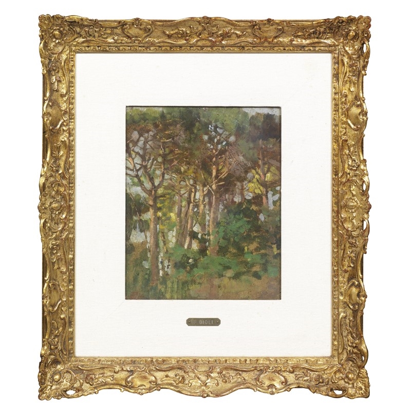 Artwork by Francesco Gioli, SUNNY FOREST, Made of oil on cardboard