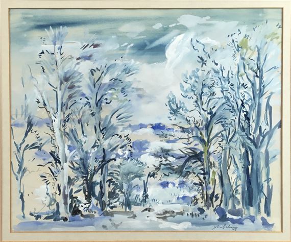 Snow covered woodland by John D. Graham, dated 1947