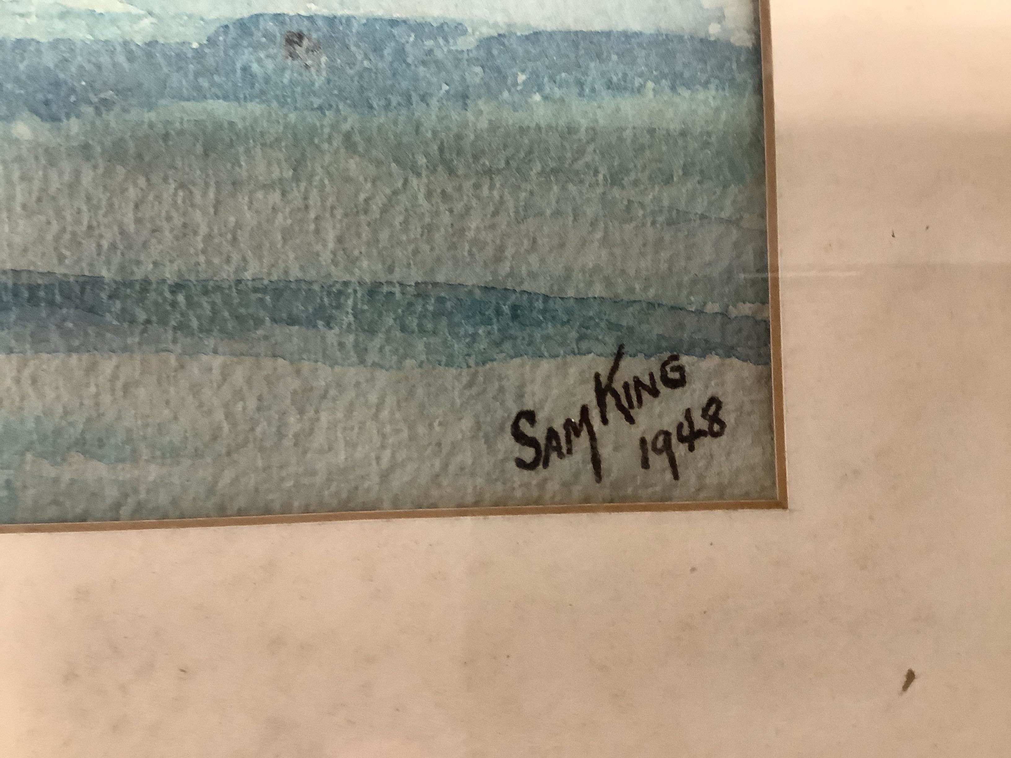 Artwork by Sam King, Harbor scene, Made of Watercolor