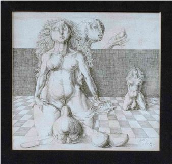 female nudes with pears - Gisela Breitling