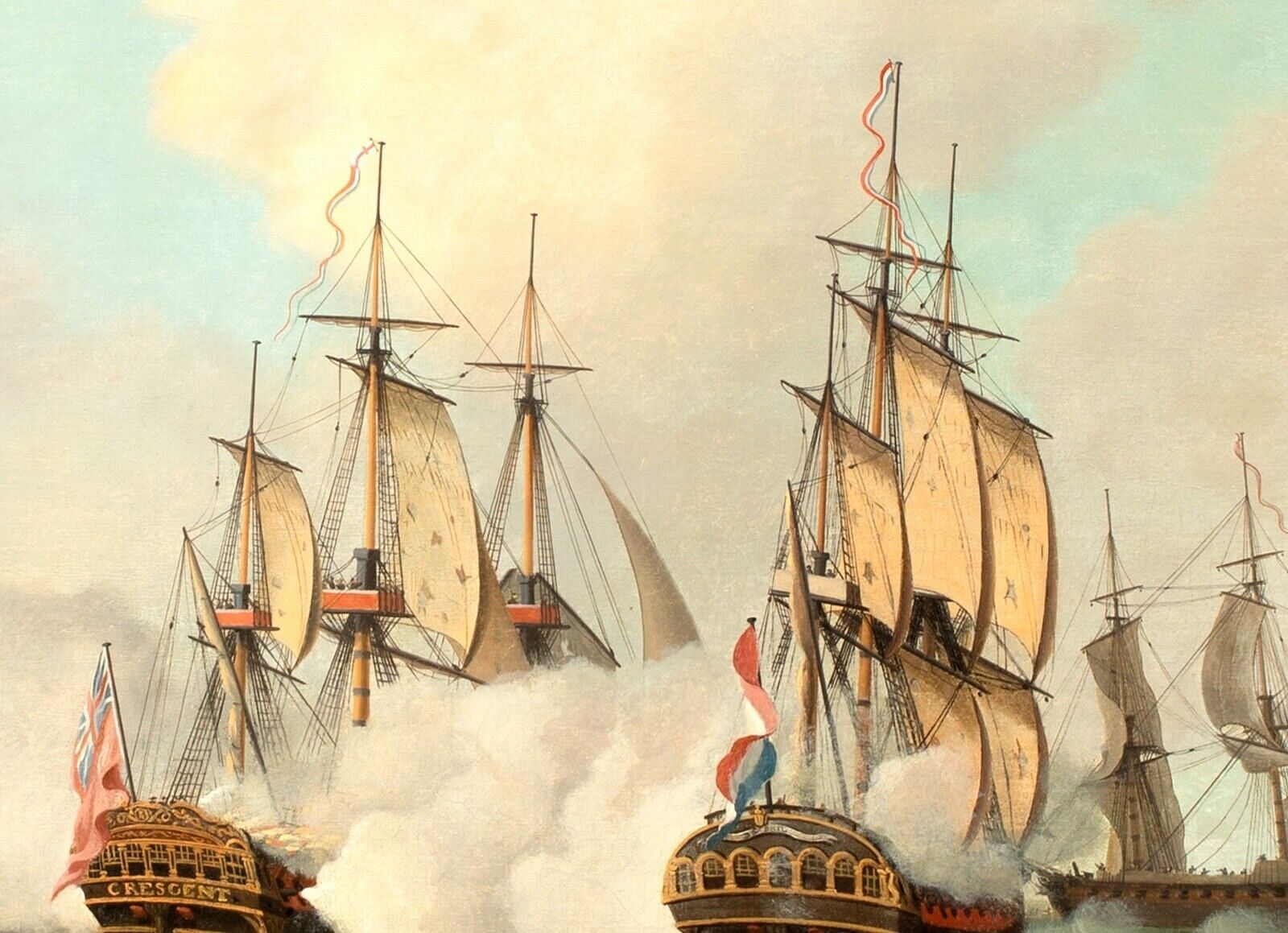 Artwork by Francis Holman, BRITISH ROYAL NAVY DUTCH BATTLE, Made of Oil on canvas