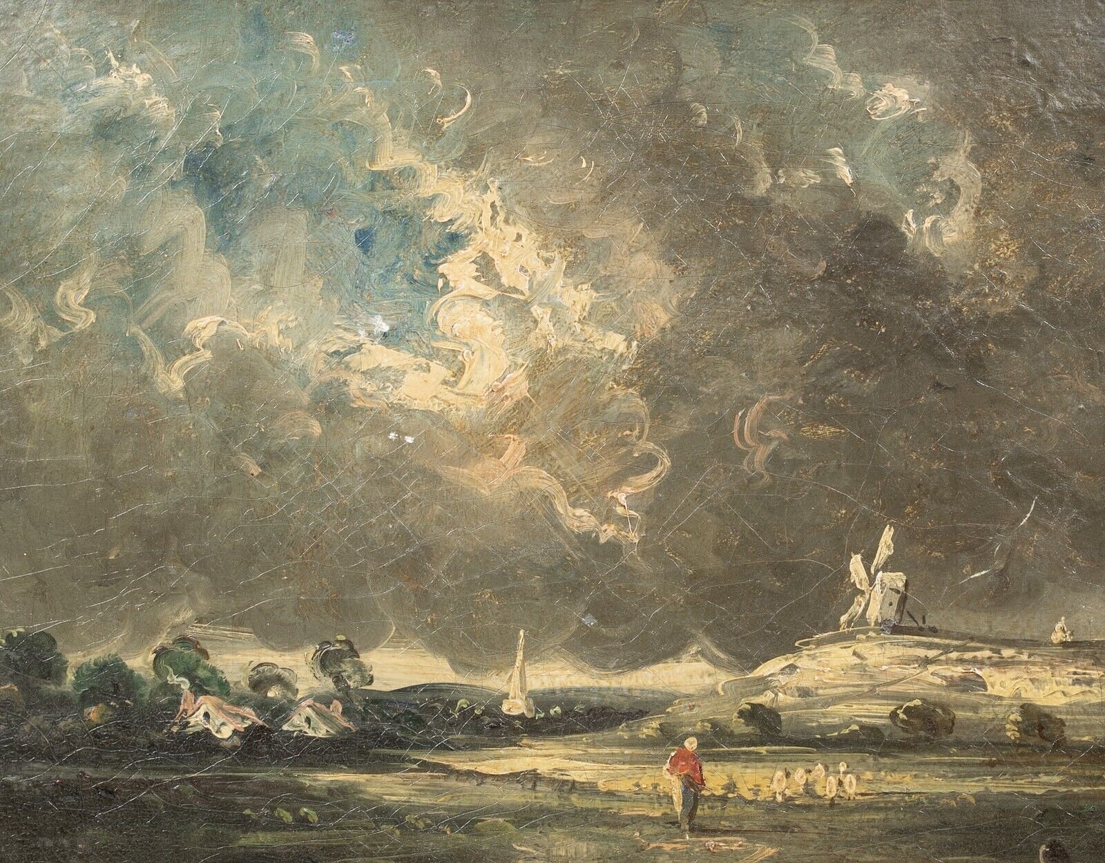 J. Constable | VIEW OF A FIGURE IN A CLOUDY LANDSCAPE (19th Century ...