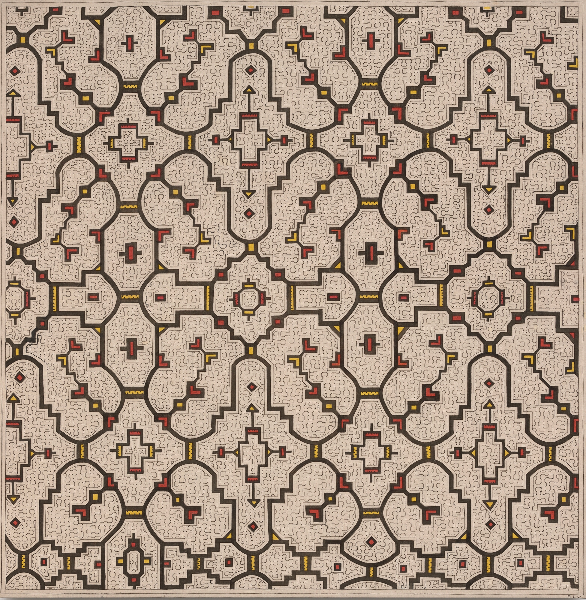 Artwork by Sara Flores, UNTITLED (MAYA KENÉ 13, 2022), Made of vegetal dyes on wild-cotton canvas