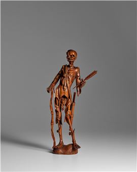 Depicting a partially flayed standing skeleton - Hans Leinberger