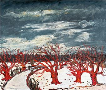 Winterlandschaft mit roten Bäumen - Leopold Häfliger