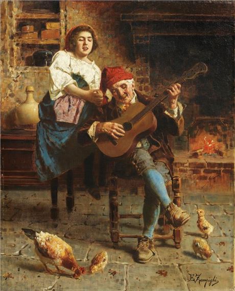 Pintura inspirada en Una familia feliz de Eduardo Eugenio Zampighi