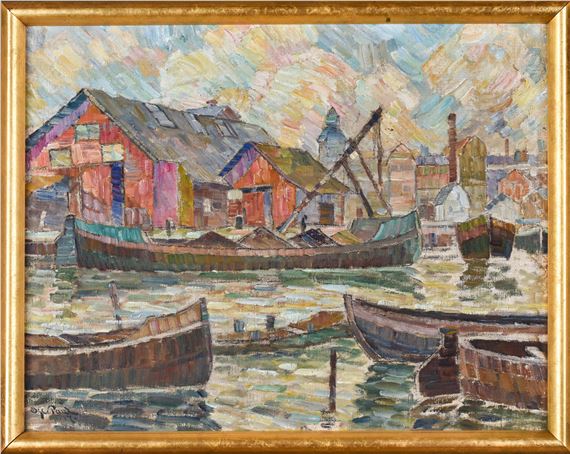Harbour motif by Oscar Paul, 1917
