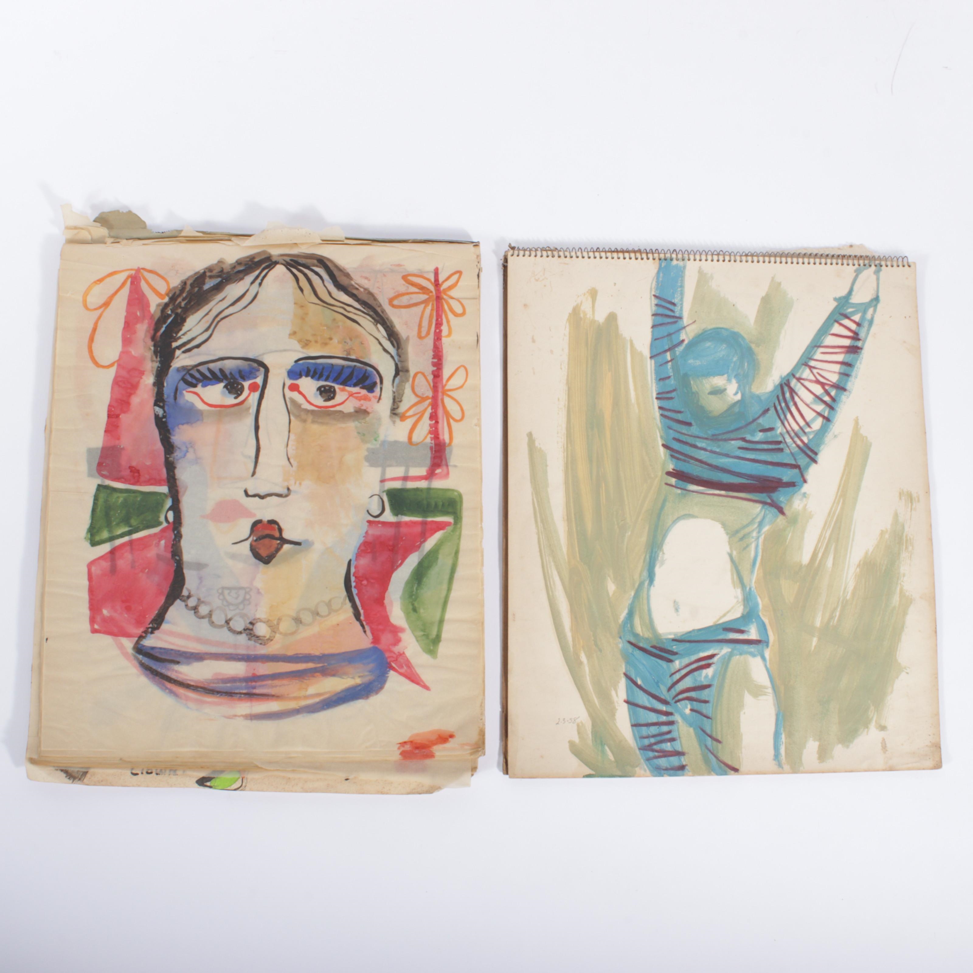 Robert C. Bobby Ray | 2 portrait / abstract sketch books, 1950s | MutualArt