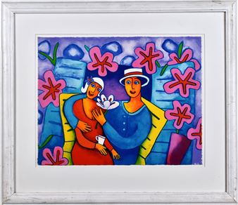 Naivistic composition of two figures - Ingrid Roth