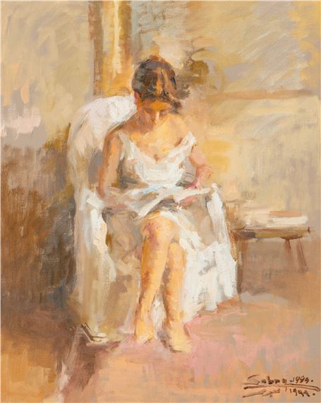 Sabry Helmy Ragheb | PORTRAIT OF A GIRL READING (1999) | MutualArt