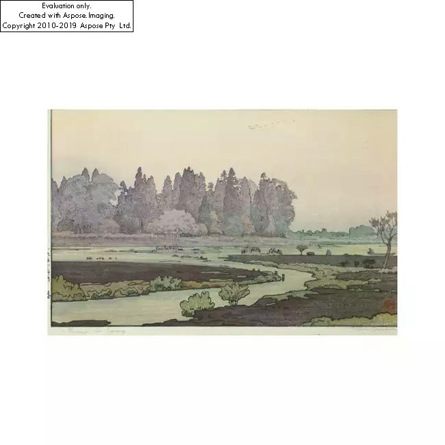 Artwork by Toshi Yoshida, Morning in Spring, 1951, Made of Woodblock print