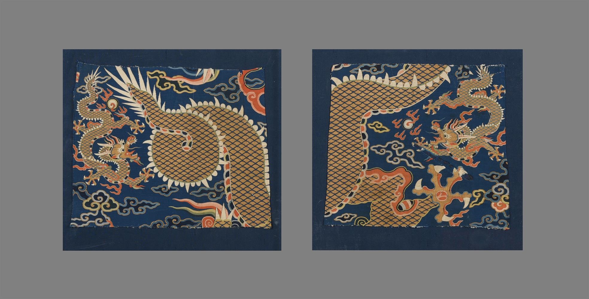 Jon Eric Riis | Two Chinese silk kesi robe 'Dragon' panels | MutualArt