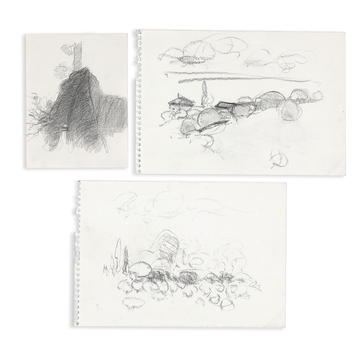 Gregory Kondos Sketches with a Exhibiton Advertisement MutualArt