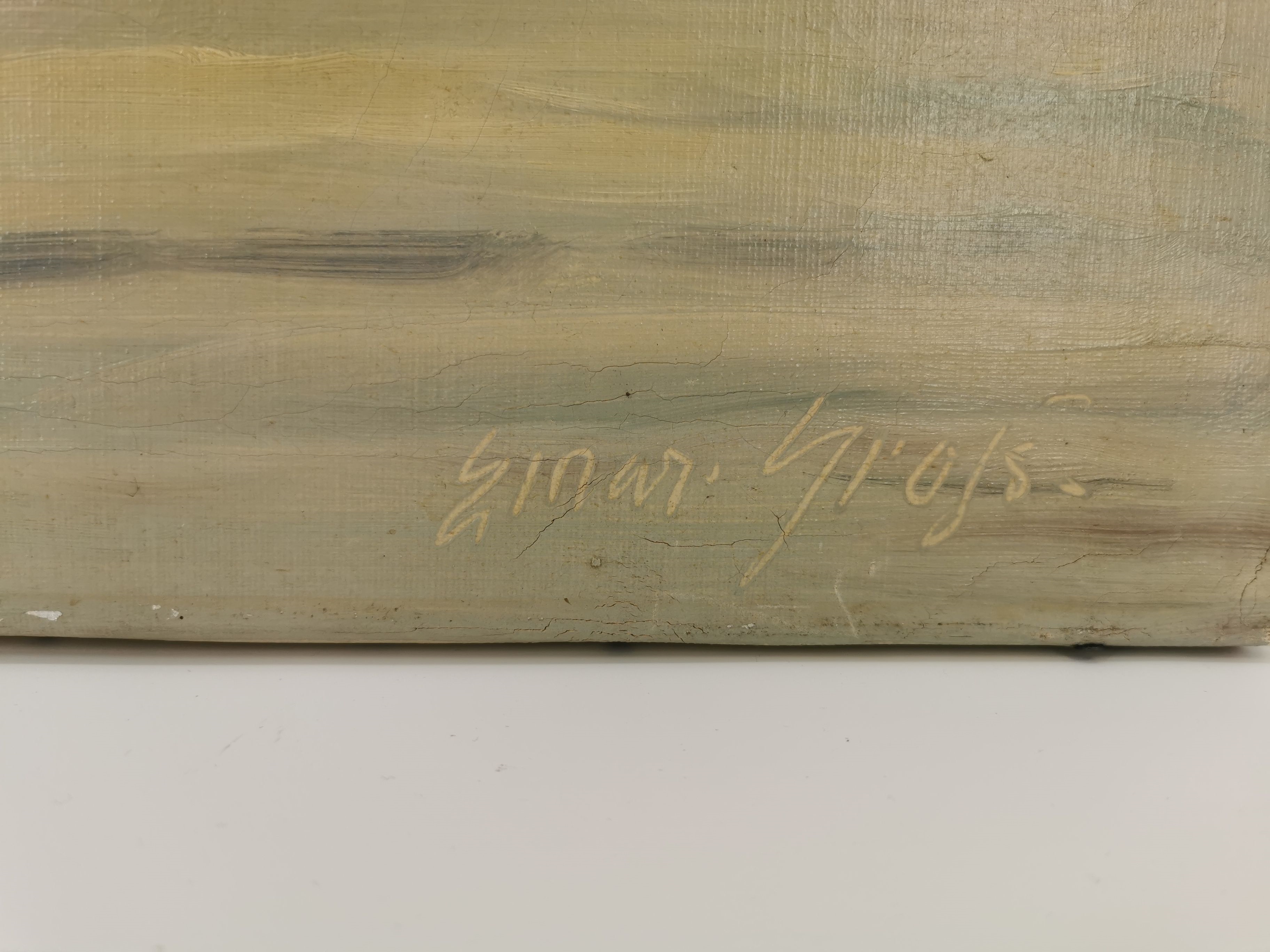 Artwork by Einar Gross, Fischerboote im dunstigen, morgendlichen Licht, Made of Oil on canvas