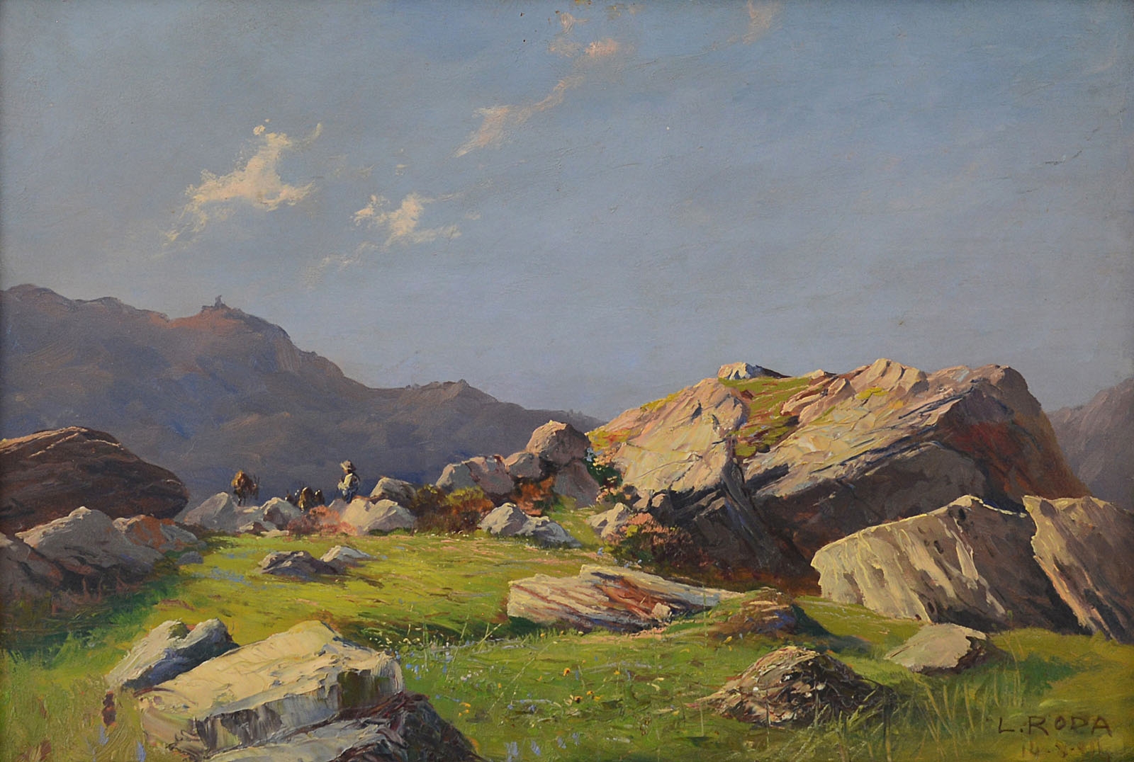 Leonardo Roda | Mountain foreshortening with shepherd boy and flock ...