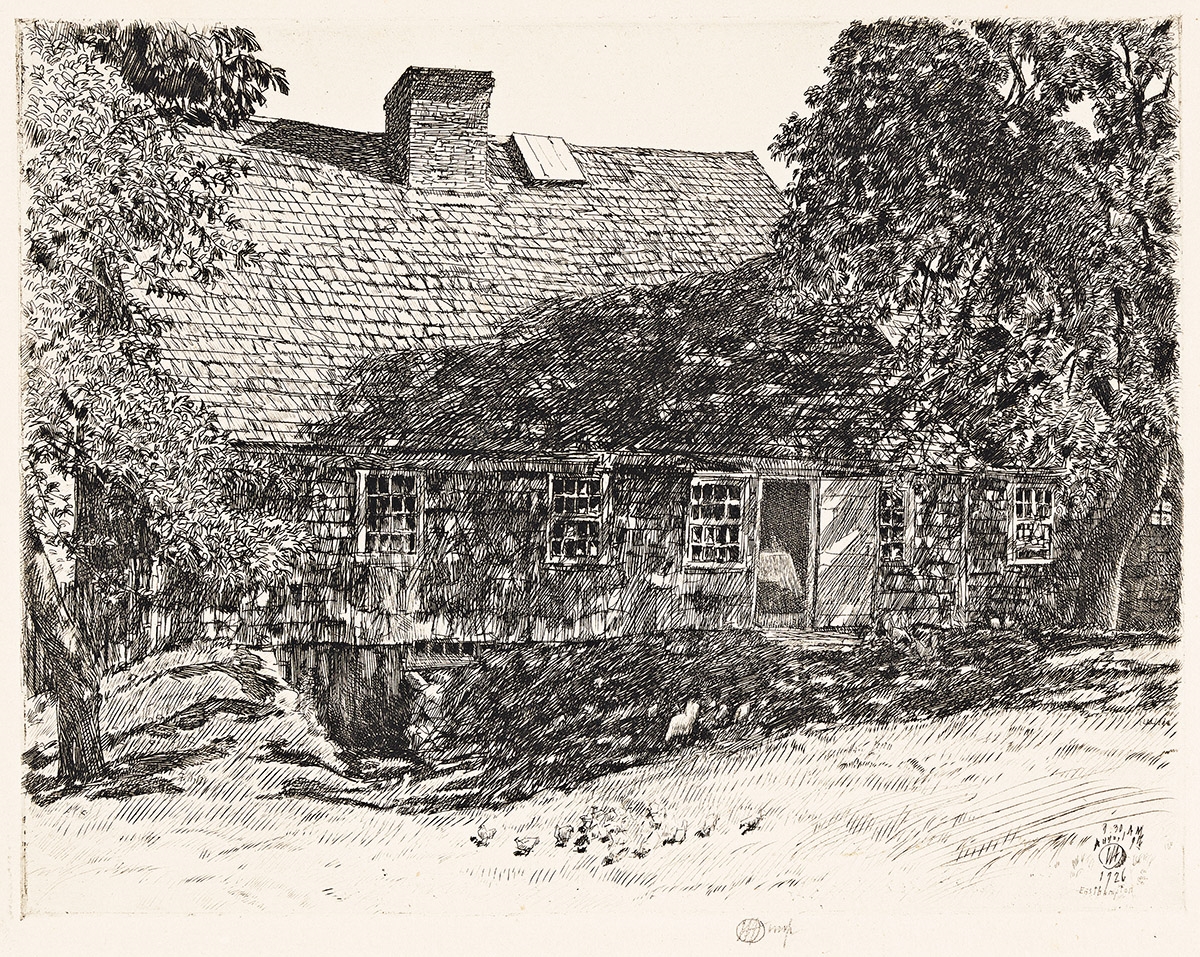 Artwork by Childe Hassam, The Old Mulford House, Easthampton., Made of Etching