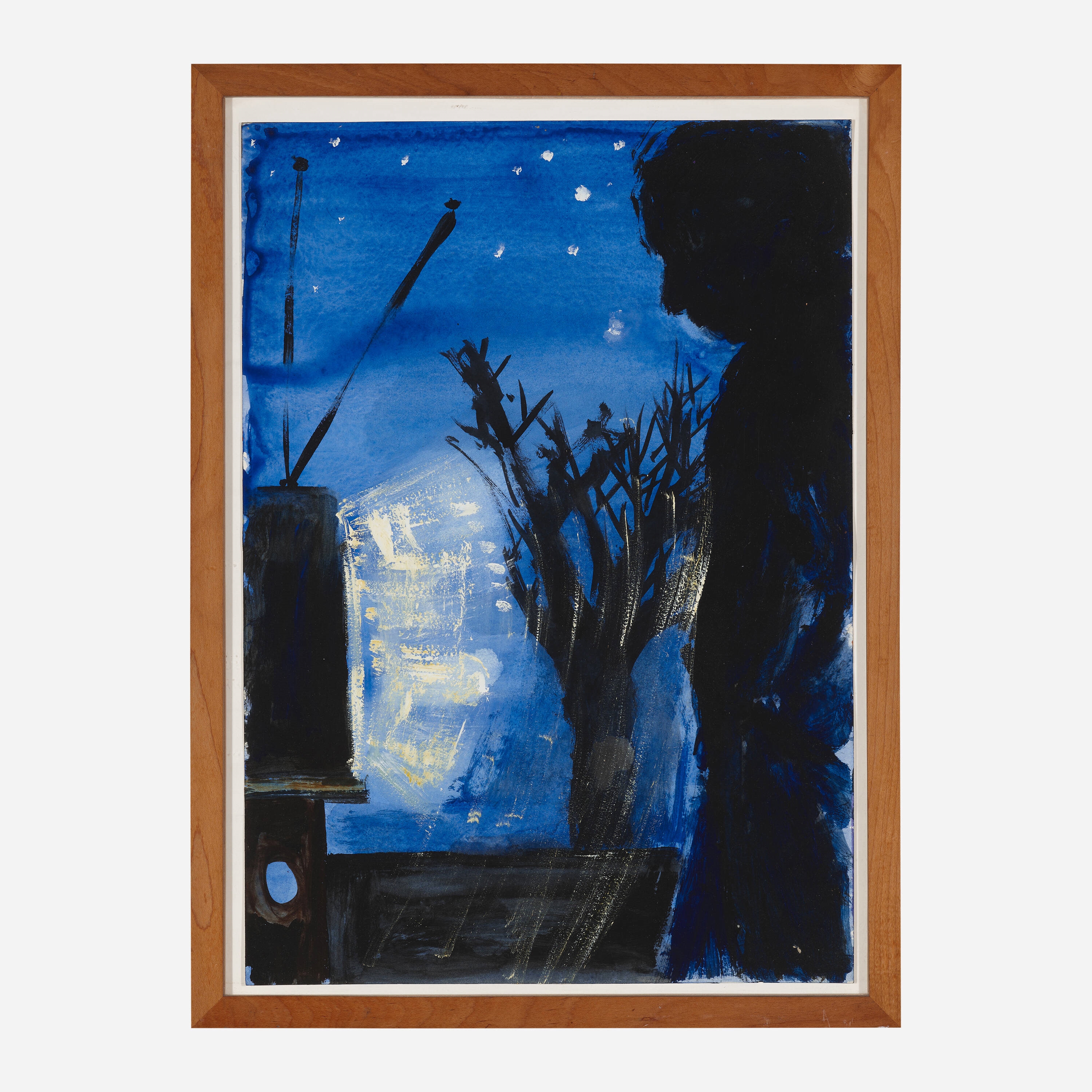 Artwork by Dona Nelson, Man Watching TV, Made of acrylic on paper