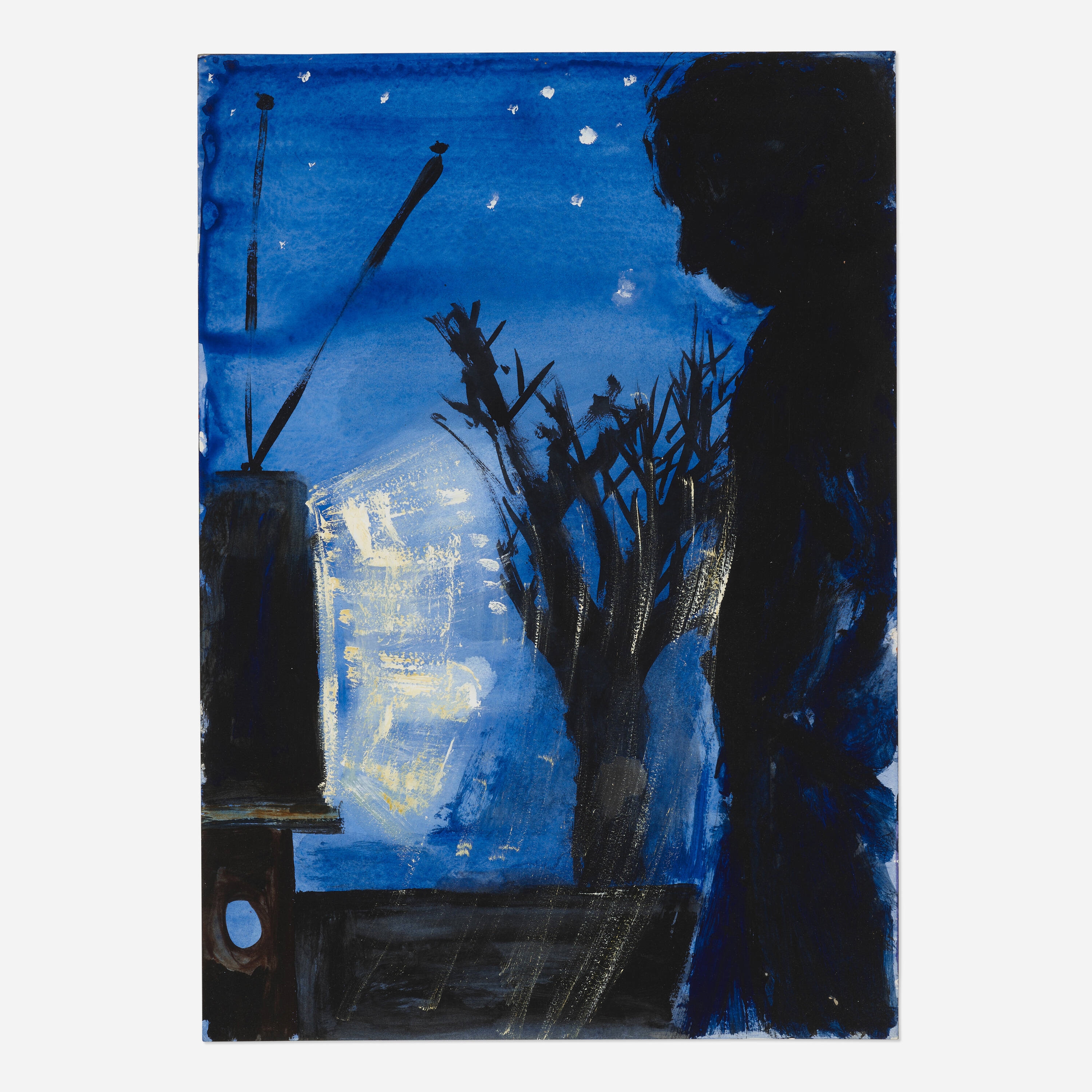 Artwork by Dona Nelson, Man Watching TV, Made of acrylic on paper