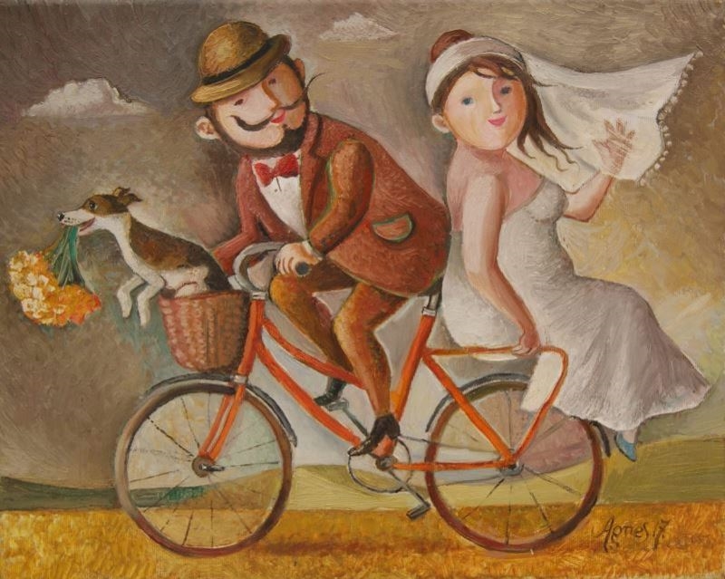 Artwork by Agnieszka Korczak-Ostrowska, Bicycle to the altar, Made of Oil, Canvas
