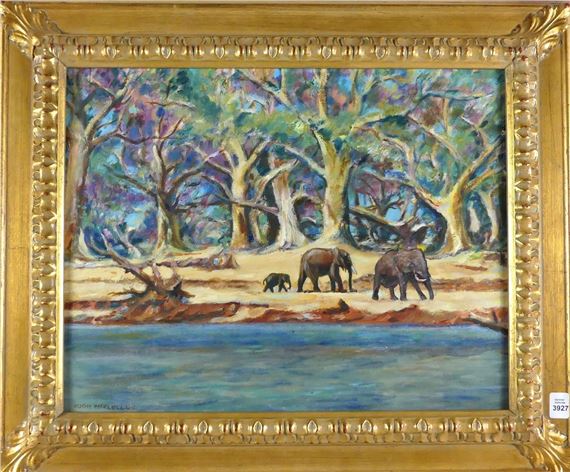 Untitled: African Elephants at the Waterhole - Hugh Mcclelland