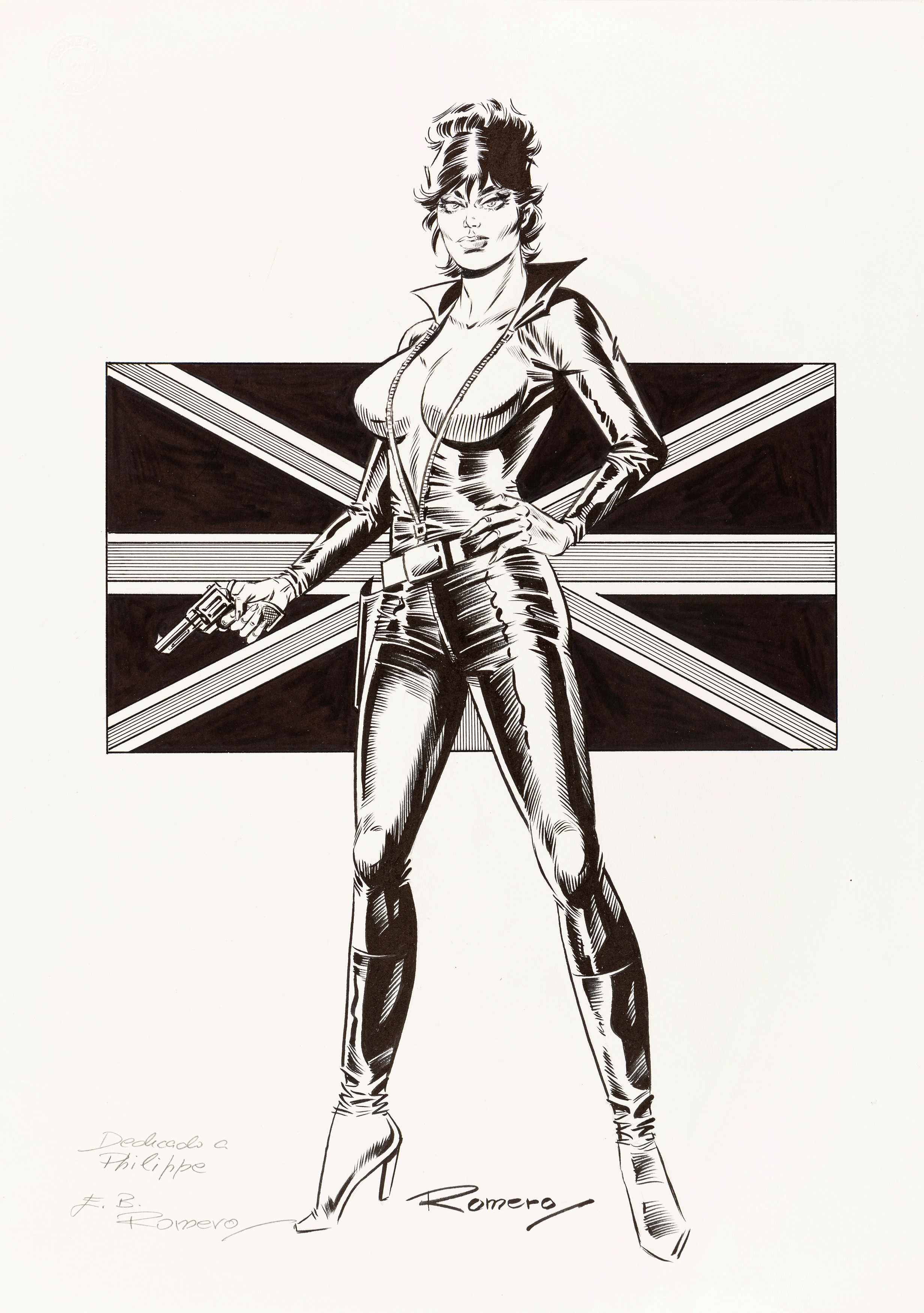 Artwork by Enrique Badía Romero, Modesty Blaise, Made of pencil and ink on thin cardboard