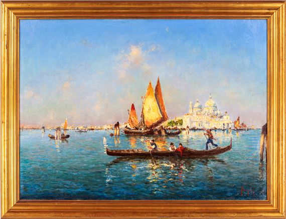 Venezia Punta della dogana e chiesa della Salute con imbarcazioni by Emanuele Brugnoli