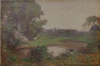 Otto Stark 16xx24 O/C "Landscape at Southport" - Otto Stark