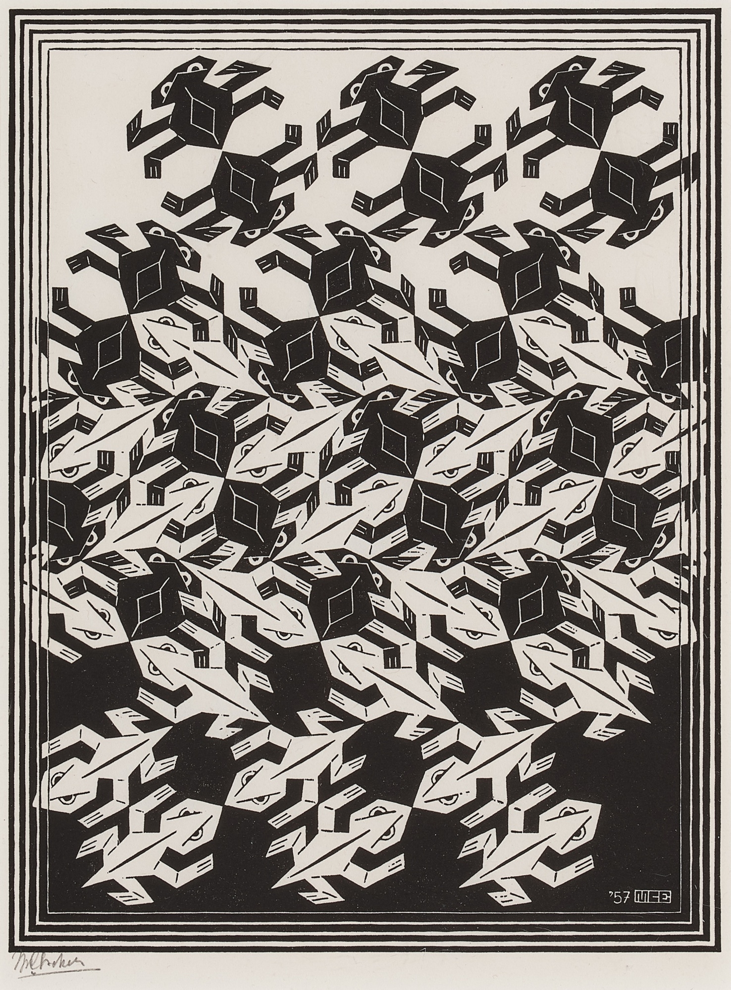 Regular Division of the Plane V (B. 420) by Maurits Cornelis Escher, Executed in 1957