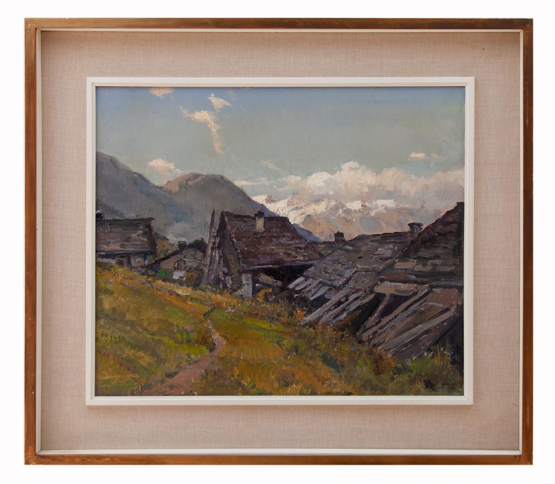 Artwork by Carlo Musso, Baite in alta montagna, Made of oil on cardboard