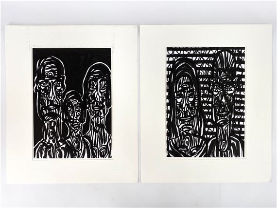 (2) GERARD SENDREY, FRENCH (B. 1928) INK DRAWINGS