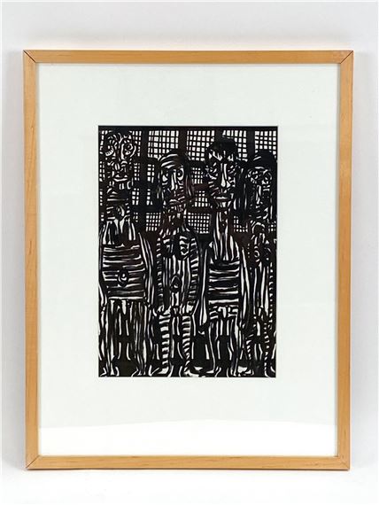 Abstracted ink on paper of four figures by Gérard Sendrey, 1928