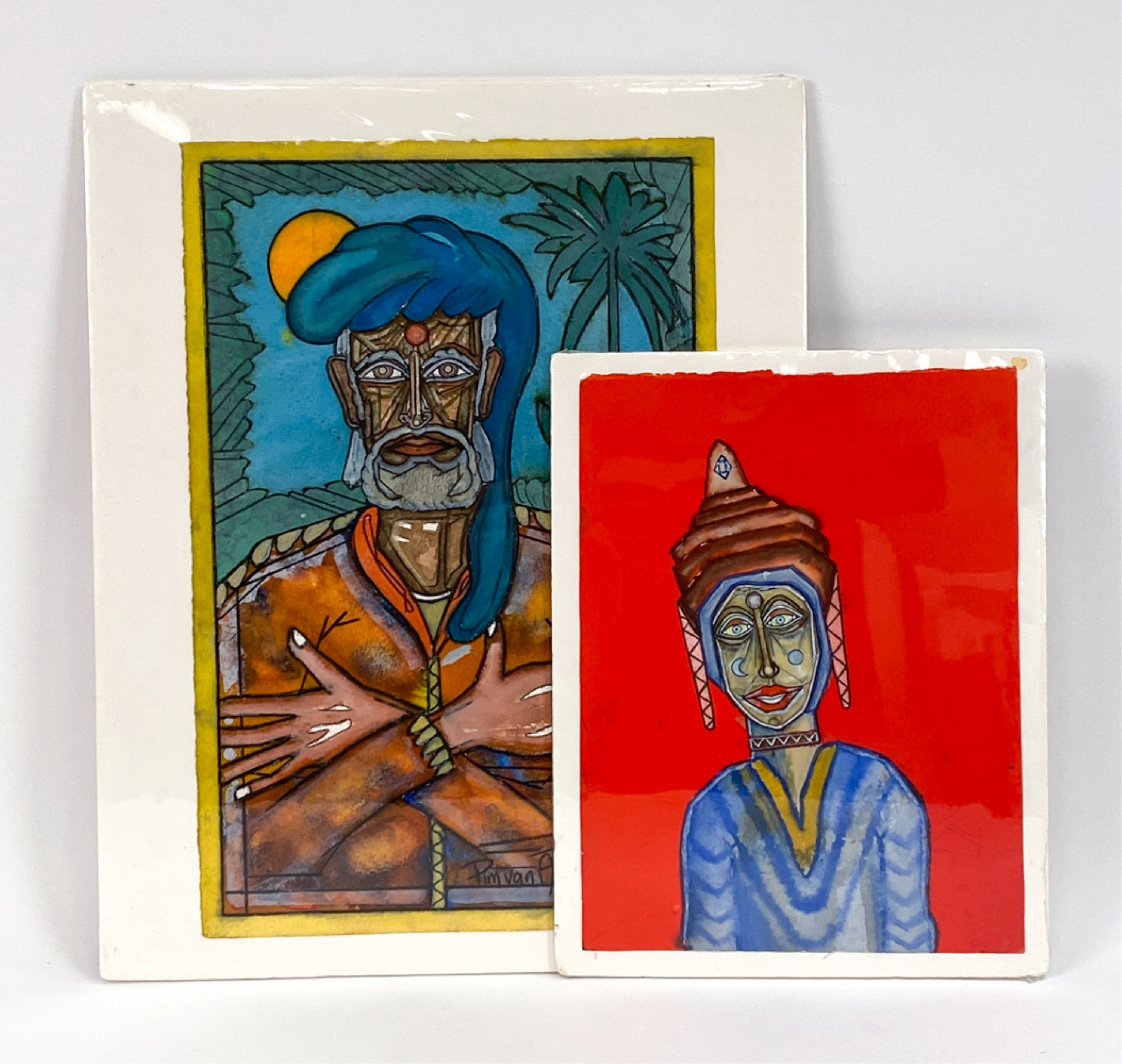 Artwork by Pim van Amerongen, (2) PIM VAN AMERONGEN MIXED MEDIA, Made of gouache and gouache with charcoal