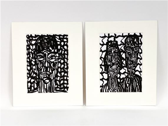 (2) GERARD SENDREY, FRENCH (B. 1928) INK DRAWINGS