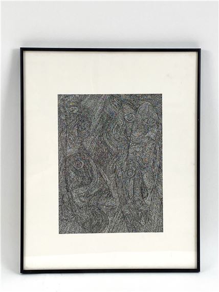 Abstracted ink on paper by Gérard Sendrey, 1994