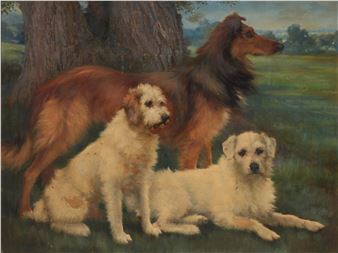 Trio of Dogs in a Landscape - Anna M. Gayton