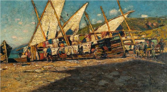 “Marina a Sestri di Levante (Liguria)” by Mario de Maria, 1896