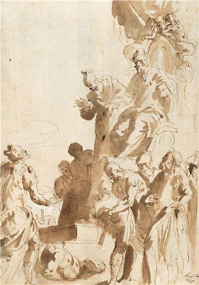 The nude body of a warrior being presented to a king - Luigi Benfatto