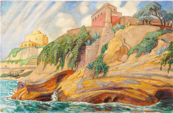 Coastal Area in Southern Italy. by Ludwig von Hofmann