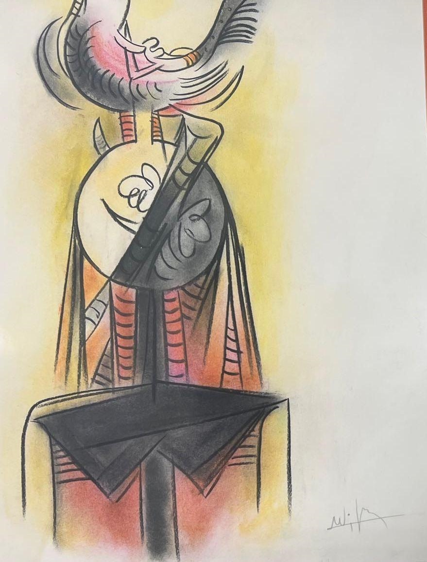 Wifredo Lam | Framed Wifredo Lam, Watercolor, Abstract Figure CUBAN ...