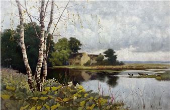 Cattle Watering on the River Stour - James Gledhill