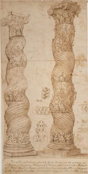 Florentine School, 17th Century | A design for two Solomonic columns ...