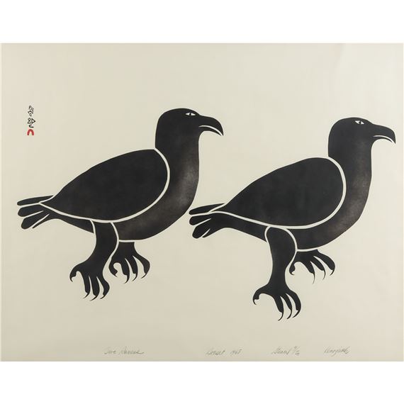 TWO RAVENS, 1968 by Kenojuak Ashevak, 1968