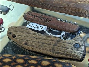 TWO WOODEN FOLDING POCKET KNIVES - P. Graham