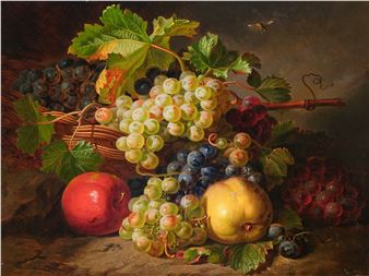 Still Life with Apples and Grapes - Johann Strohmayer