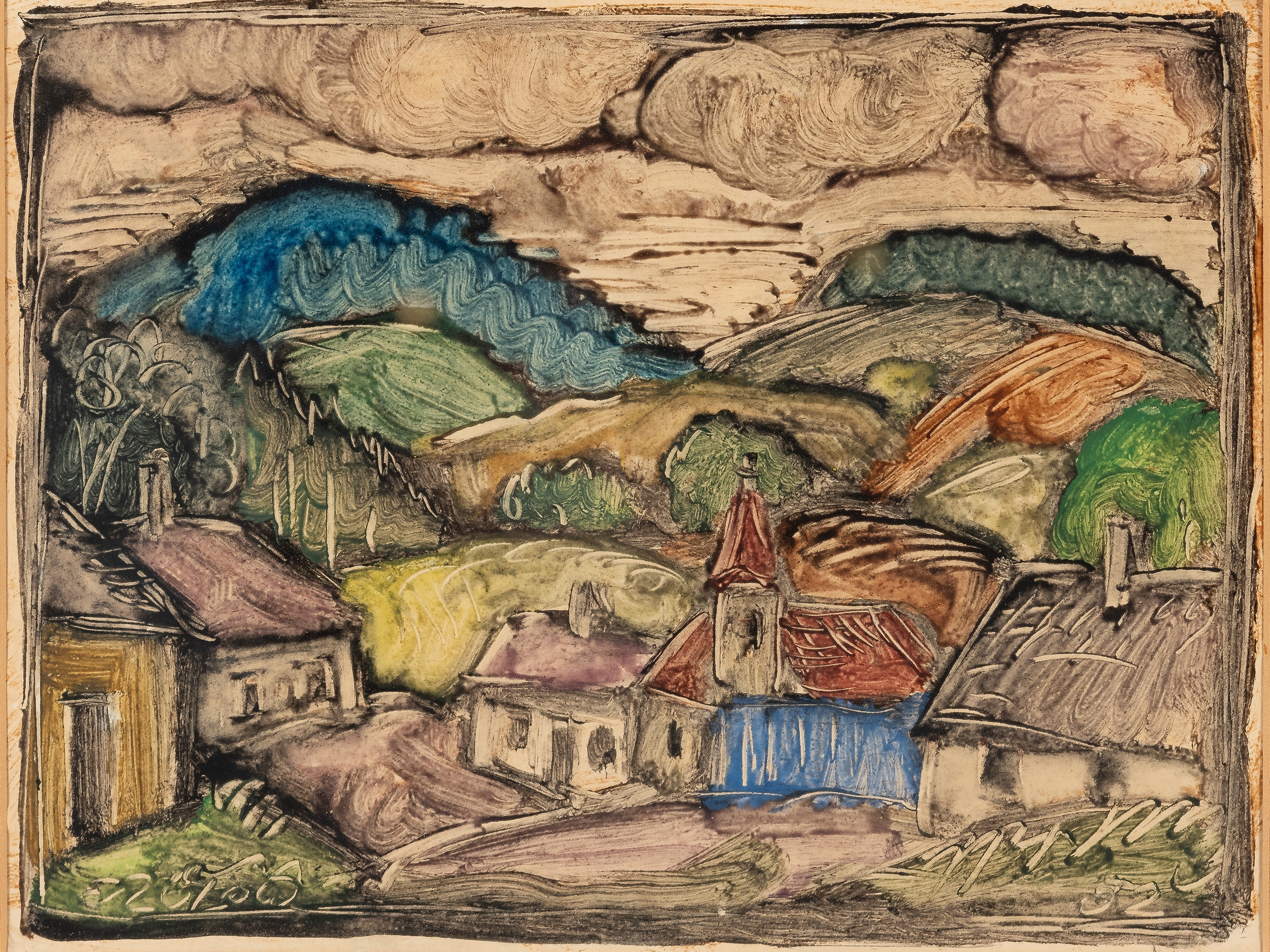 Village landscape by Franz von Zülow, Dated 1952