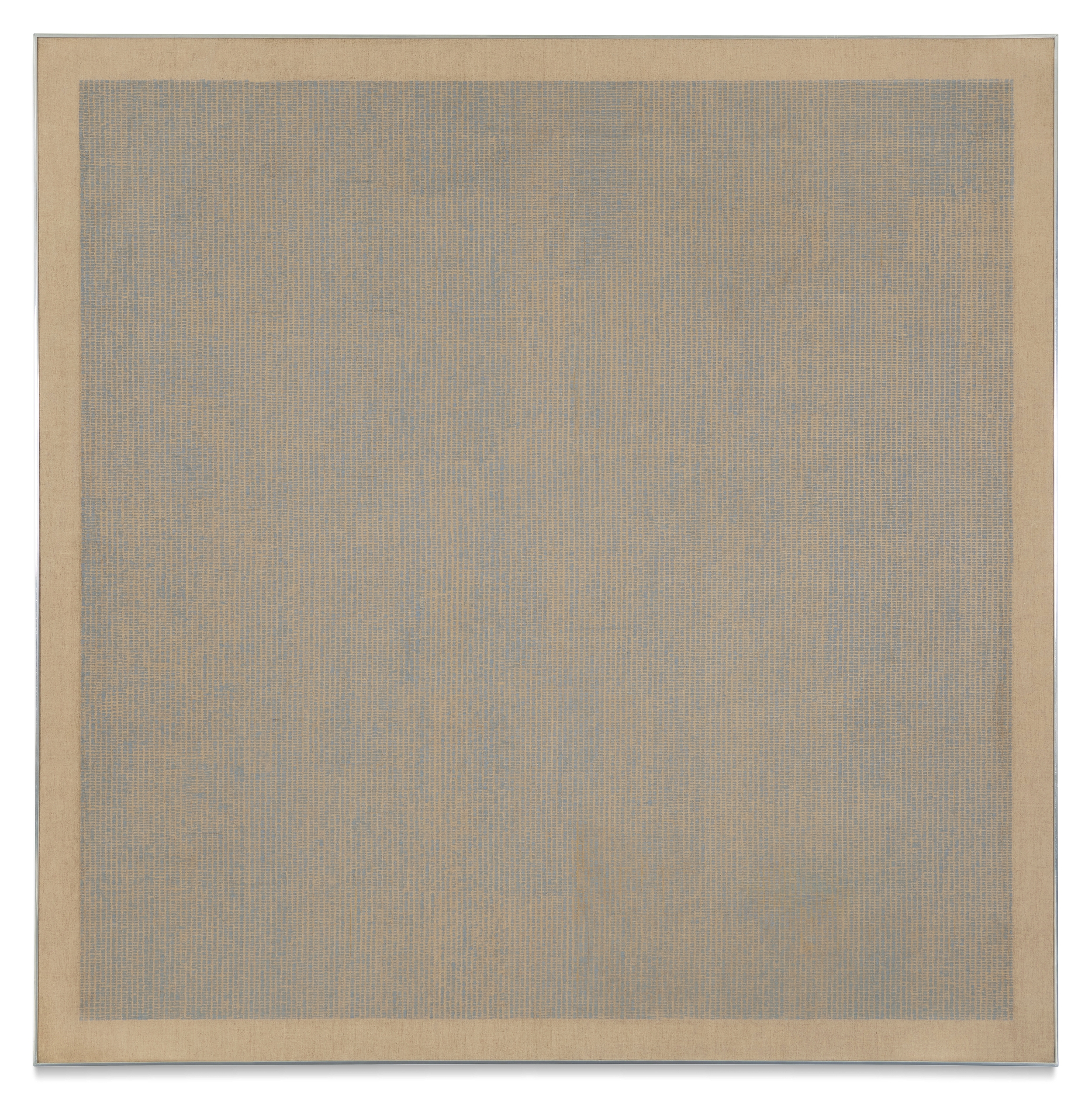 Artwork by Agnes Martin, Grey Stone II, Made of oil, gold leaf and pencil on canvas